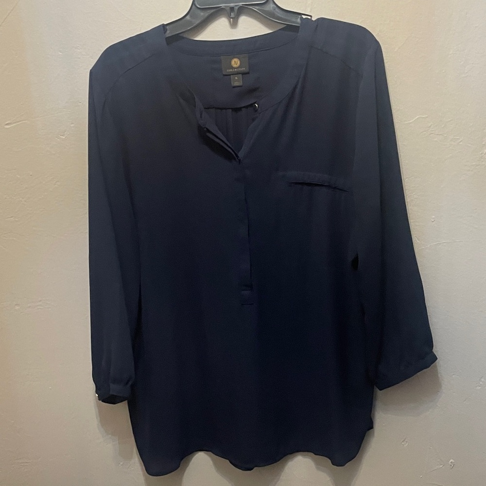 JM Collection Navy Blue Women's Blouse